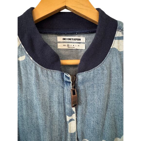 One Teaspoon Floral Bomber Denim Jacket - Picture 2 of 3